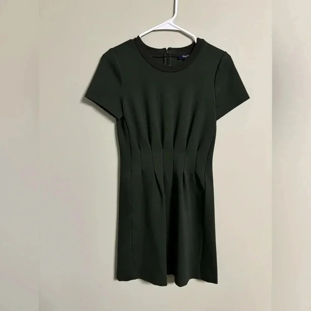 Madewell Dark Green Pleated Midi Dress